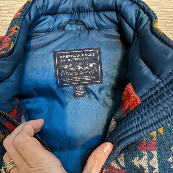 American Eagle Multicolor Tribal Puffer Vest - Picture 2 of 5